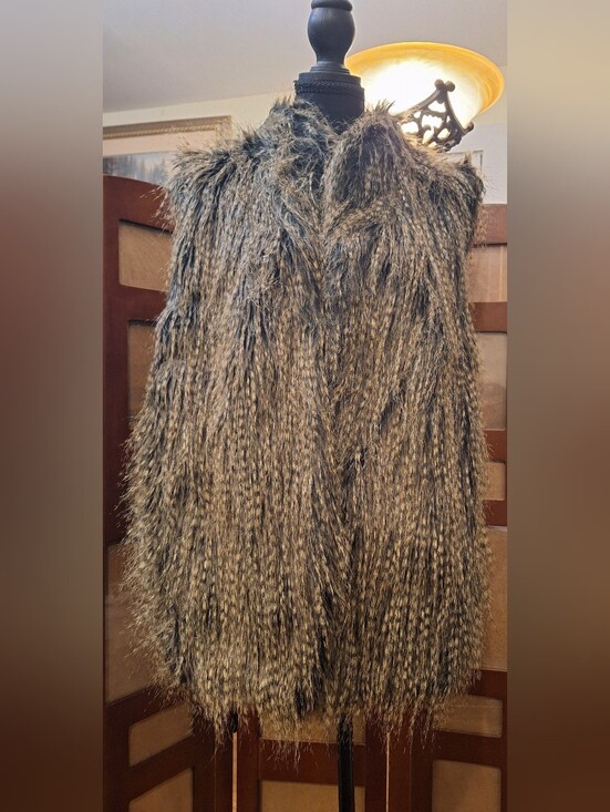 Fabulous Furs Jackets & Blazers - Faux Fur Vest by Fabulous Furs. Long Brown Faux Fur Open Front Vest. Size 3X